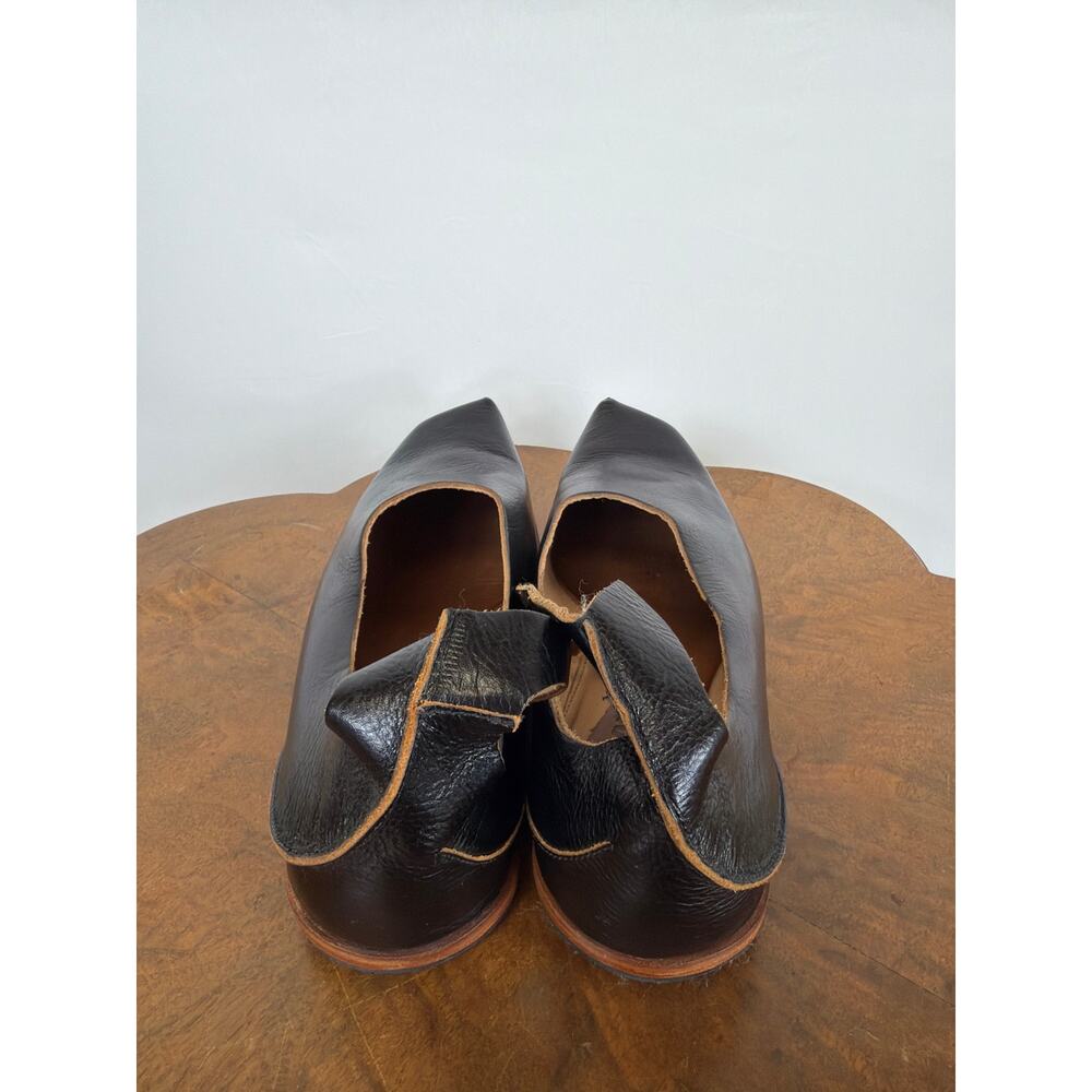 Cydwoq Vintage Black Leather Ankle Strap Asymmetric Pointed Toe Shoes US 10 - Picture 4 of 10
